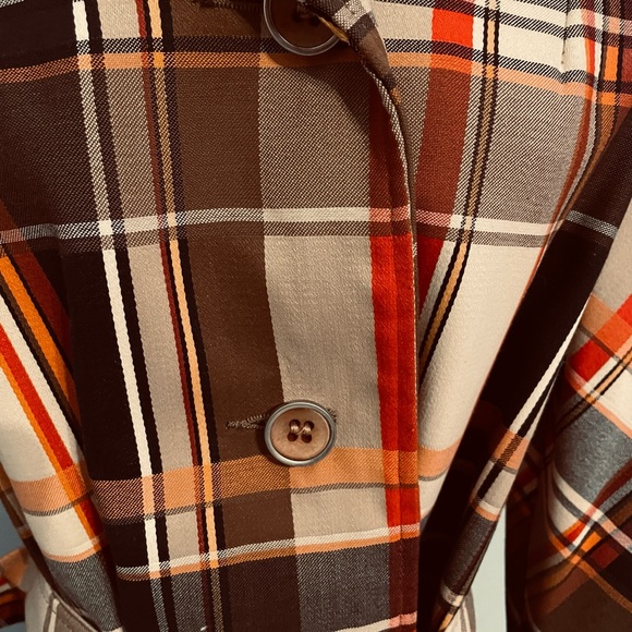 Rare Vtg Montgomery Ward Plaid Trench Coat Med Mod / gogo Vibe Mint! Must Have! - Picture 4 of 7